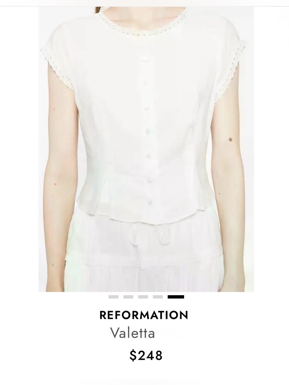 Reformation Valetta White Top